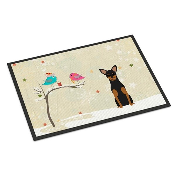 Carolines Treasures Christmas Presents Between Friends Manchester Terrier Indoor or Outdoor Mat, 24 x 0.25 x 36 in. BB2500JMAT - main